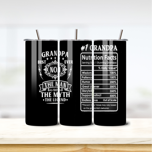 #1 Grandpa 20oz skinny insulated tumbler