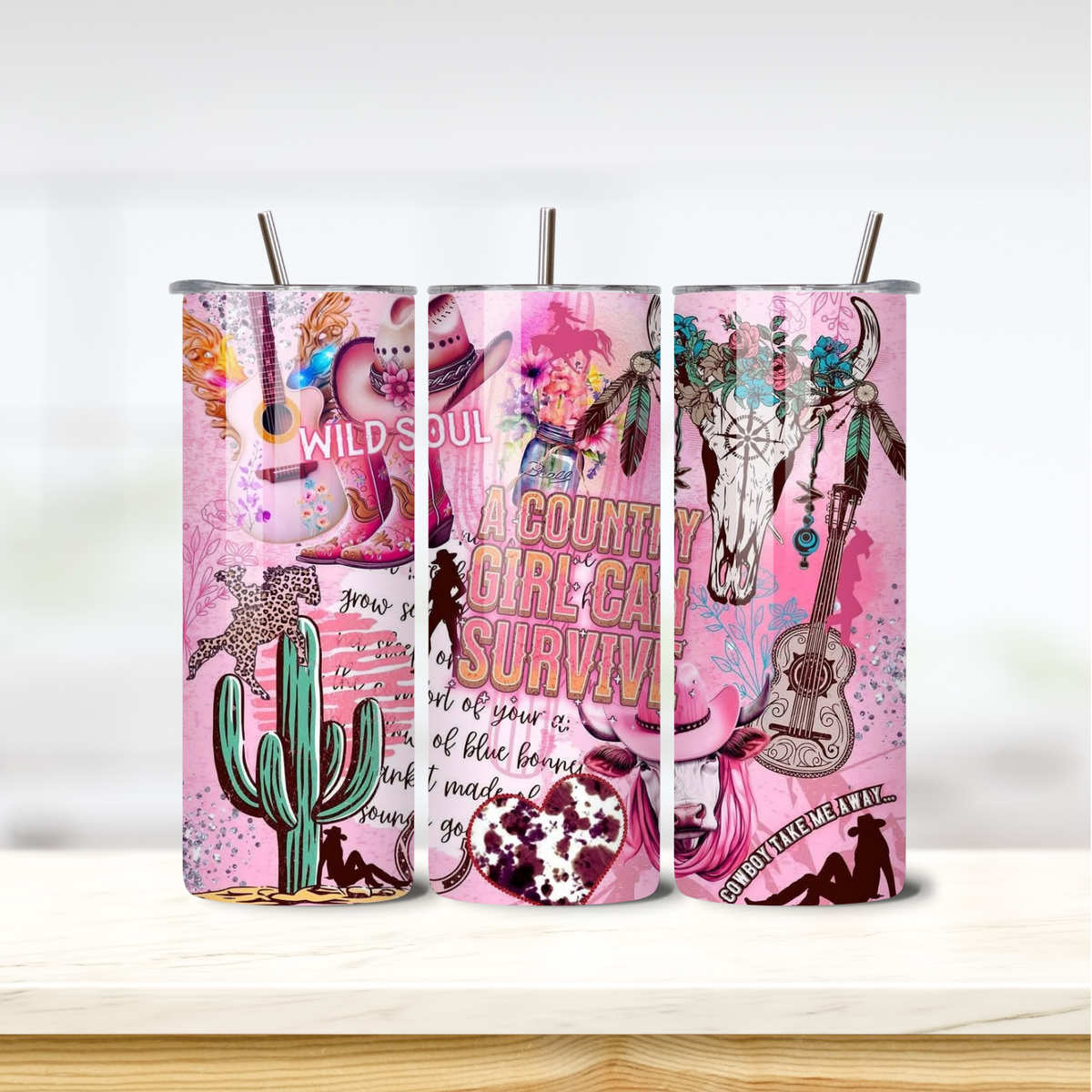 A Country Girl 20oz skinny insulated tumbler