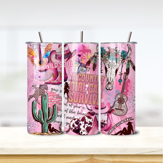 A Country Girl 20oz skinny insulated tumbler