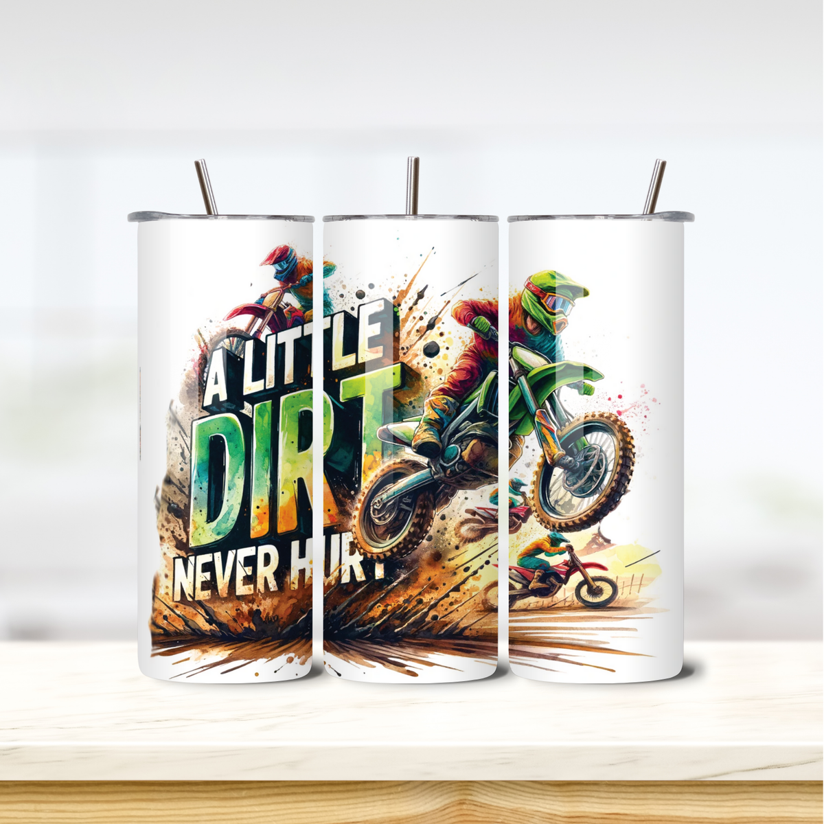 A Little Dirt Bike 20oz skinny insulated tumbler