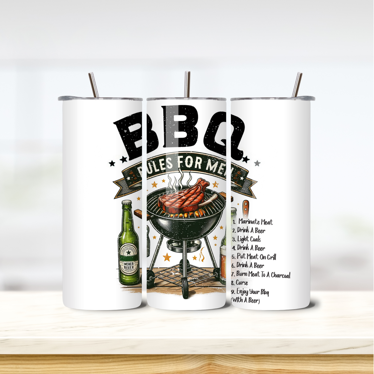 BBQ Rules 20oz skinny insulated tumbler
