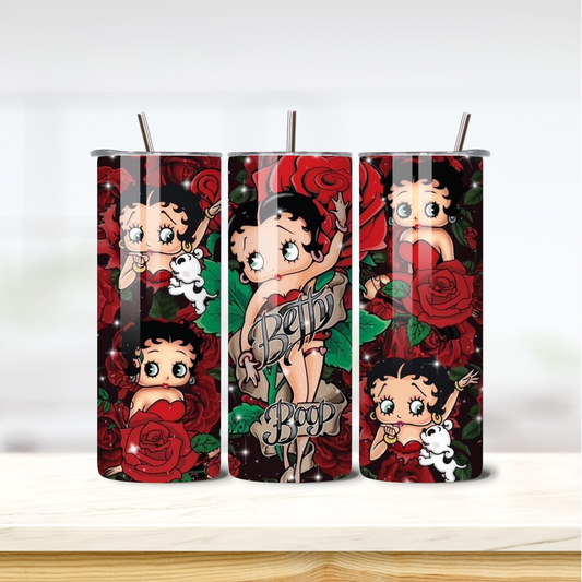Betty Boop Roses 20oz skinny insulated tumbler