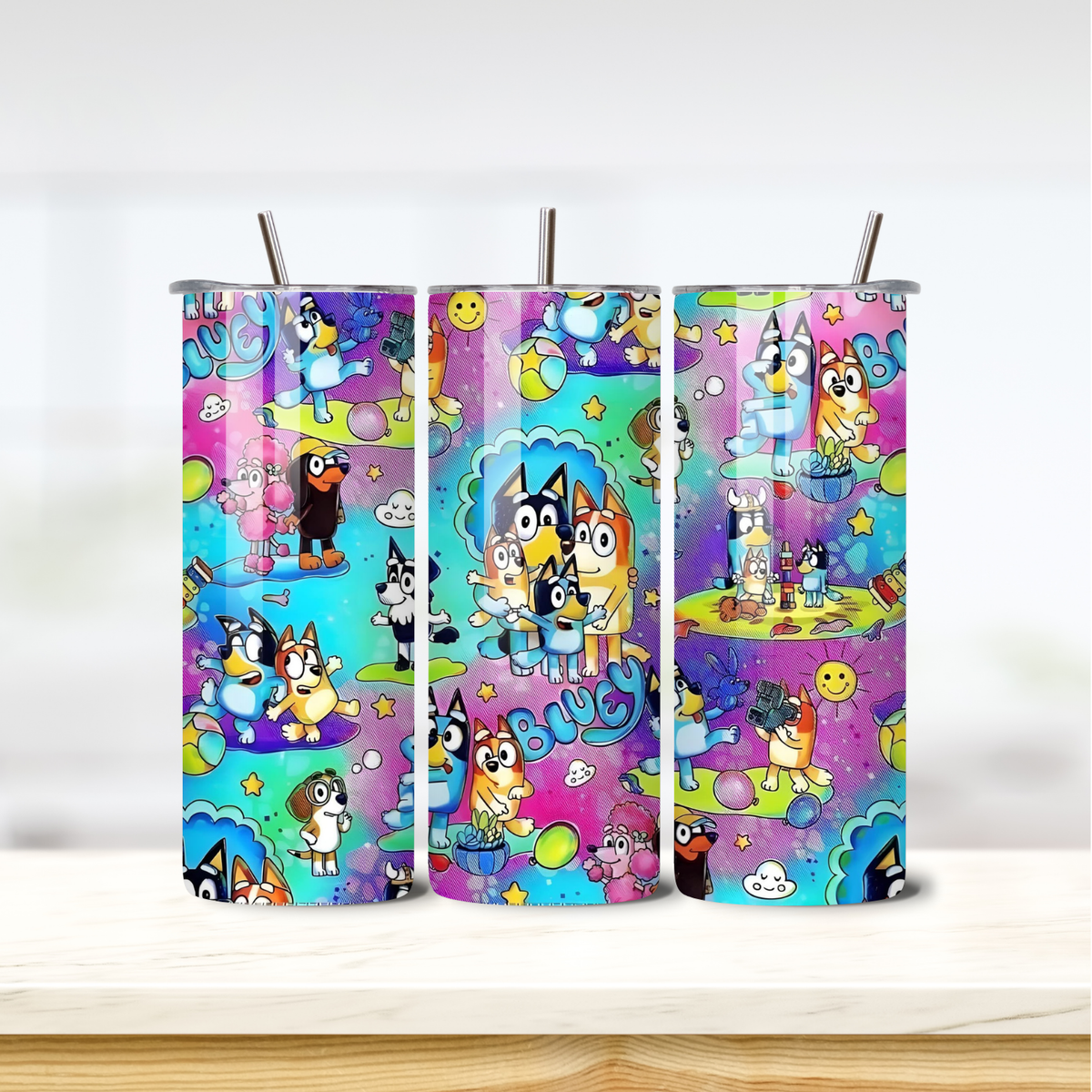 Bluey Watercolour 20oz skinny insulated tumbler