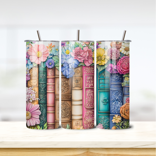 Books & Flowers 20oz skinny insulated tumbler