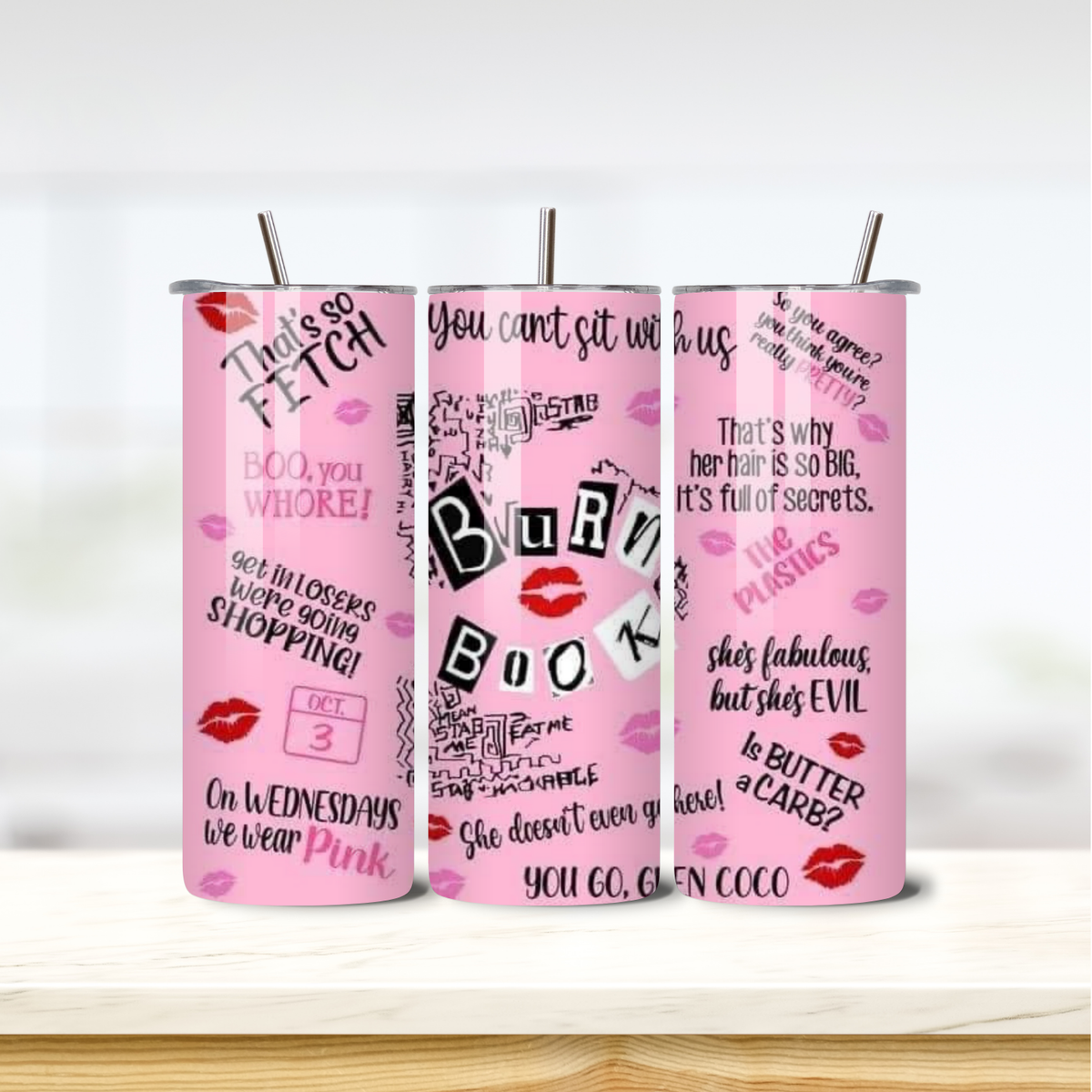 Burn Book 20oz skinny insulated tumbler