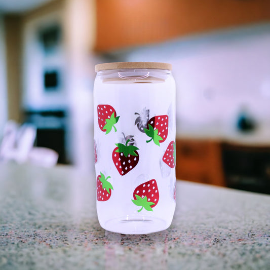 Strawberries Glass Tumbler