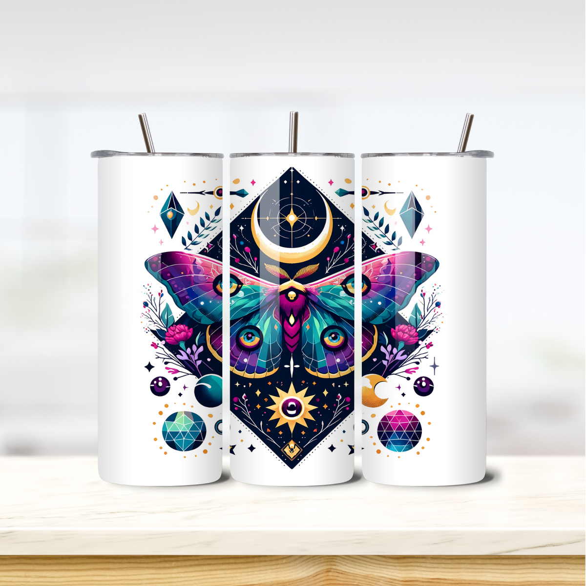 Celestial Moth 20oz skinny insulated tumbler