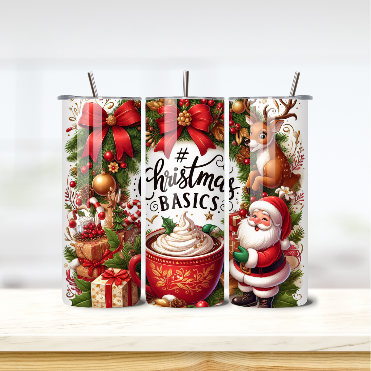 Christmas Basics 20oz skinny insulated tumbler