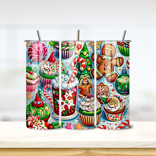 Christmas Treats 20oz skinny insulated tumbler