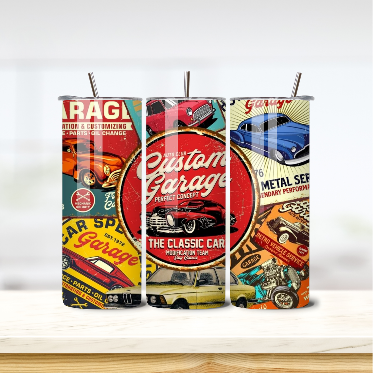 Custom Garage 20oz skinny insulated tumbler