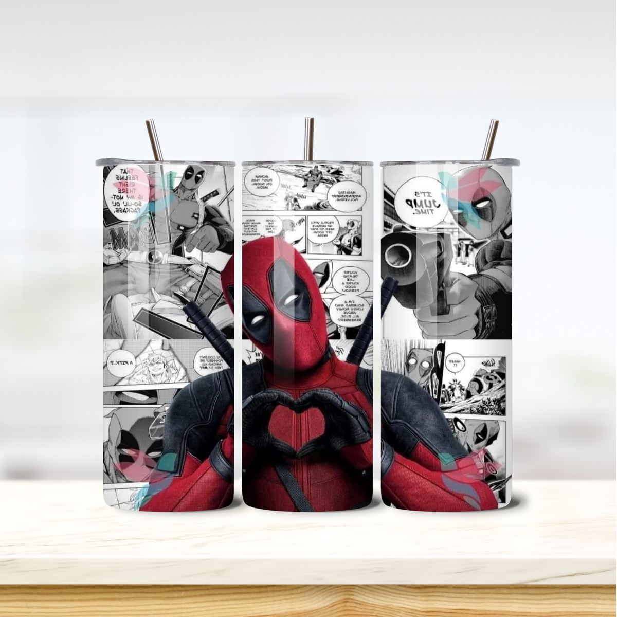 Deadpool Comic 20oz skinny insulated tumbler