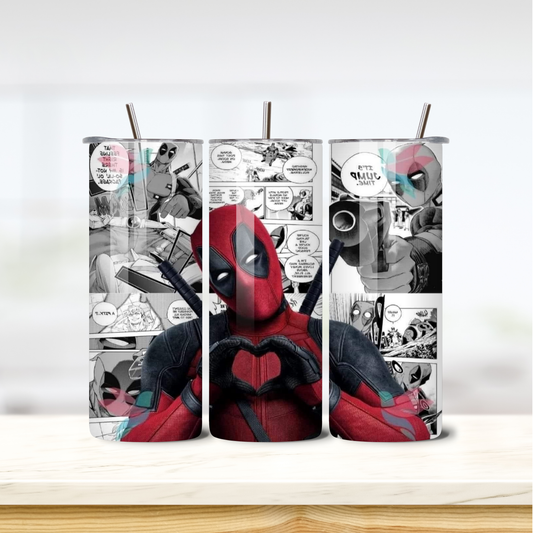 Deadpool Comic 20oz skinny insulated tumbler