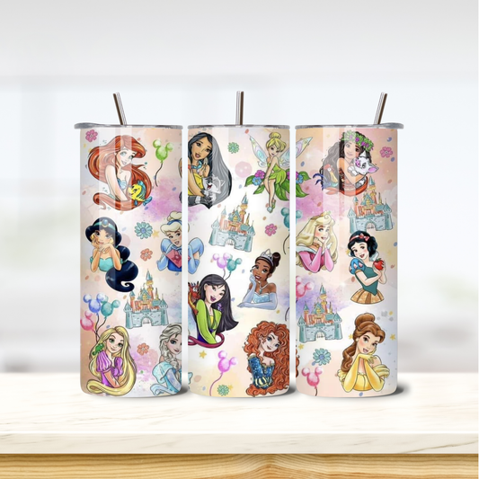 Disney Princesses 20oz skinny insulated tumbler