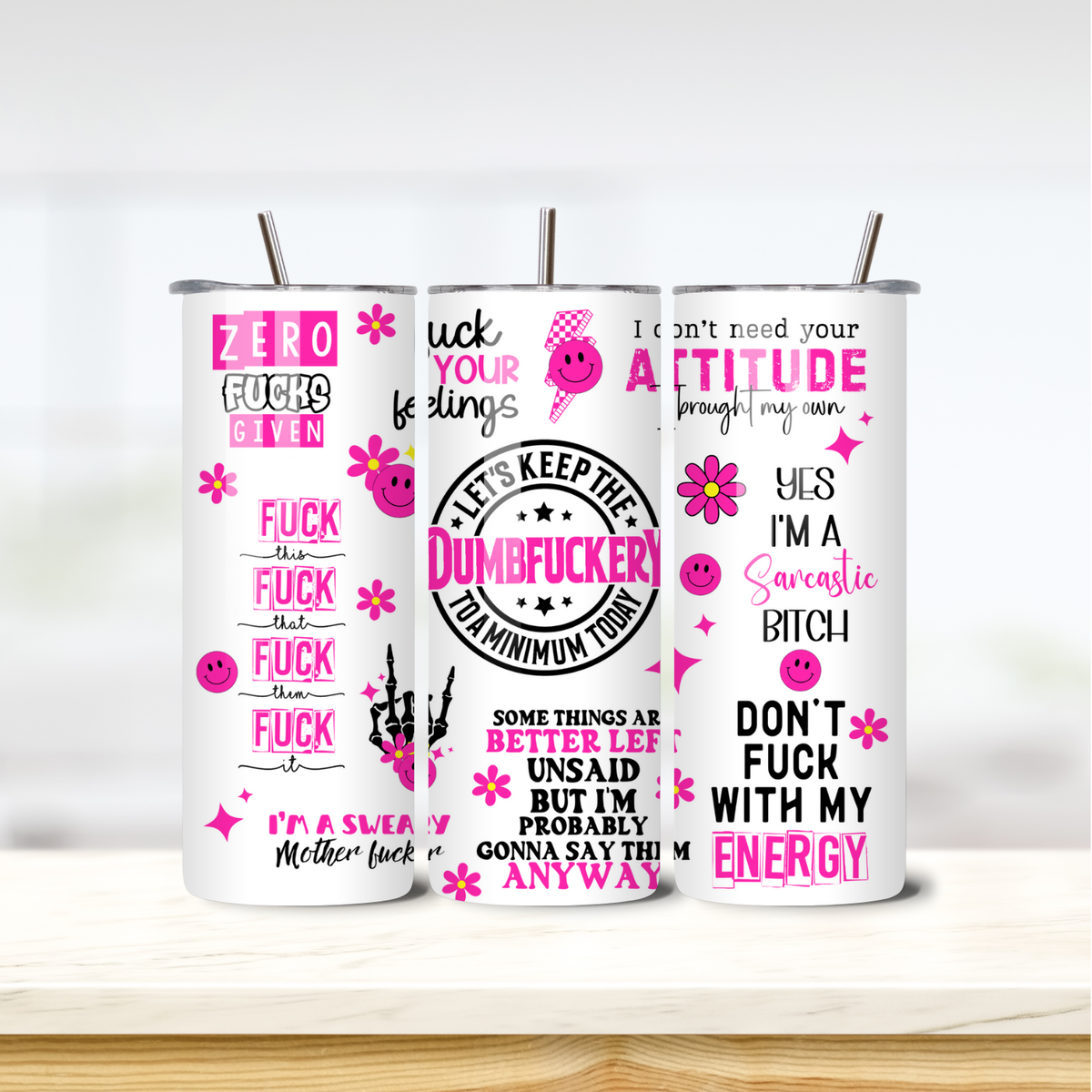 Dumbfuckery 20oz skinny insulated tumbler