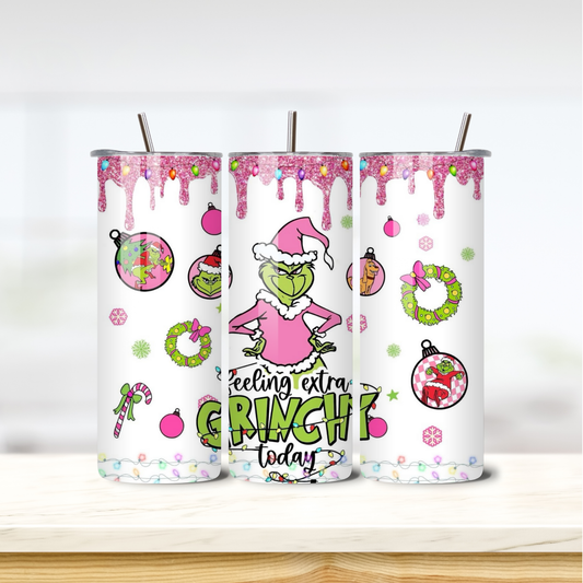 Extra Grinchy in Pink 20oz Skinny Tumbler