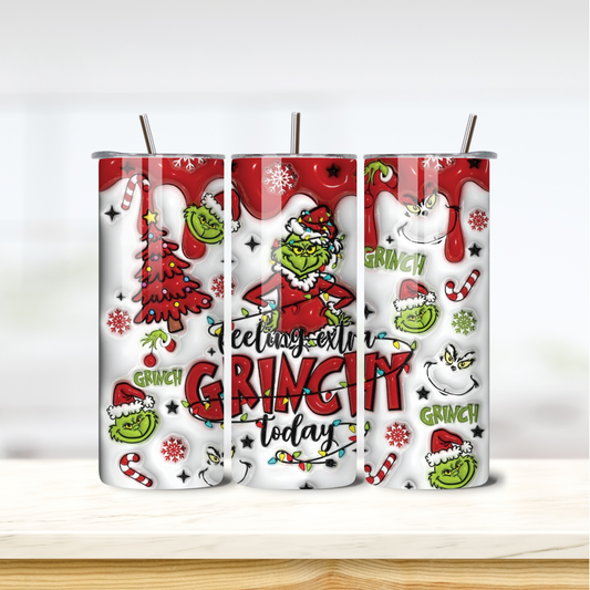 Extra Grinchy in Red 20oz Skinny Tumbler
