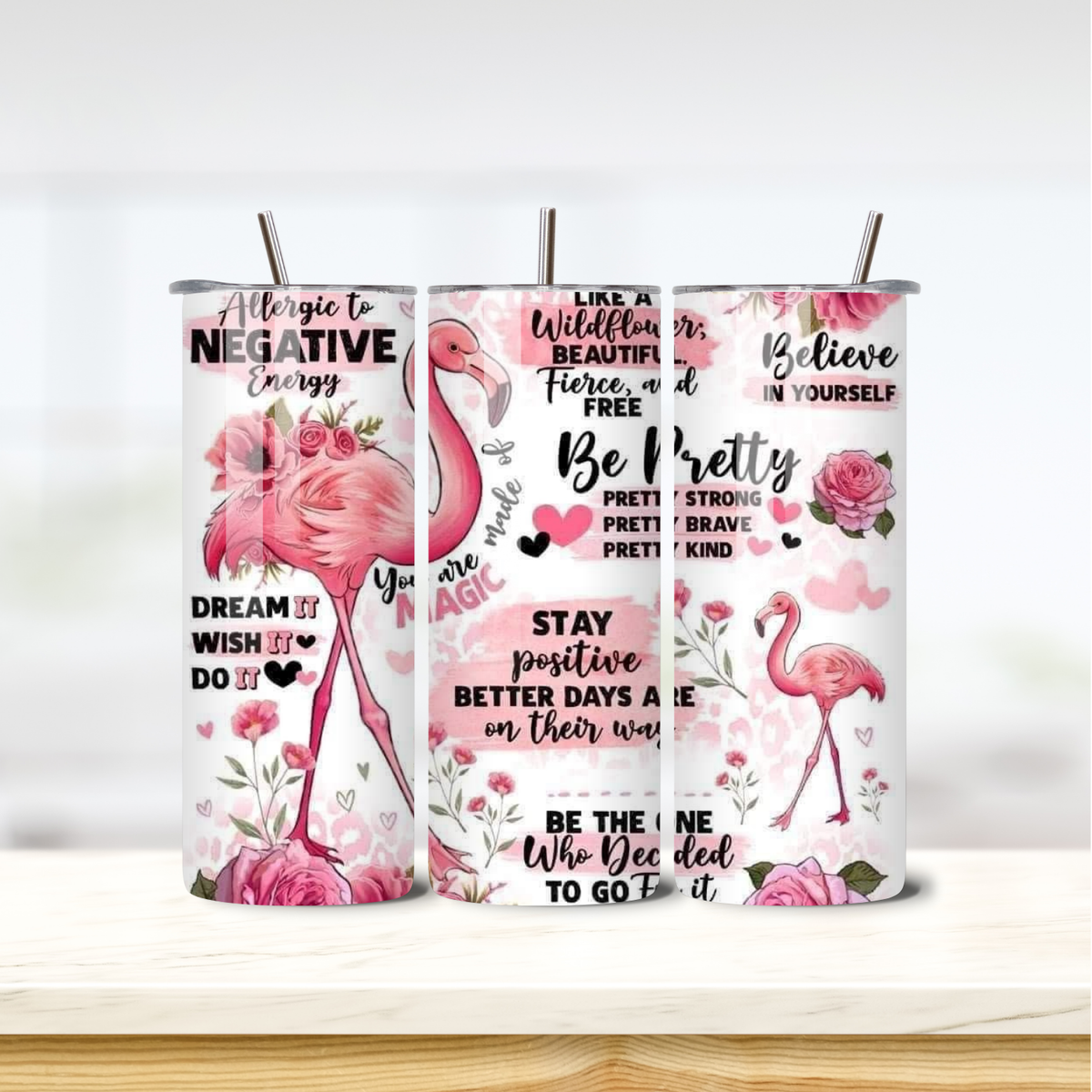 Flamingo 20oz skinny insulated tumbler