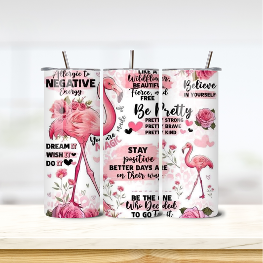 Flamingo 20oz skinny insulated tumbler
