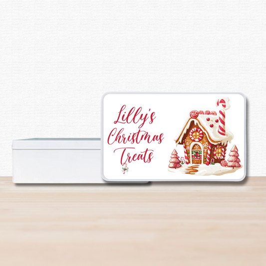 Personalised Gingerbread House Christmas Treat Tin