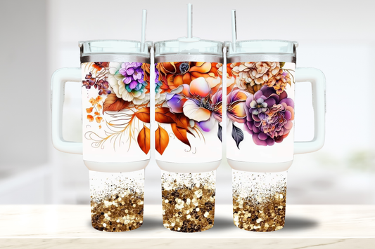 Florals & Glitter 40oz Tumbler