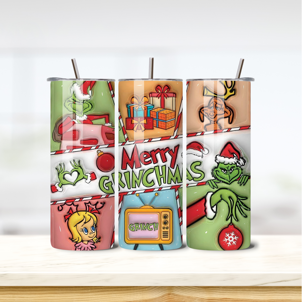 Pastel Grinch 20oz skinny insulated tumbler