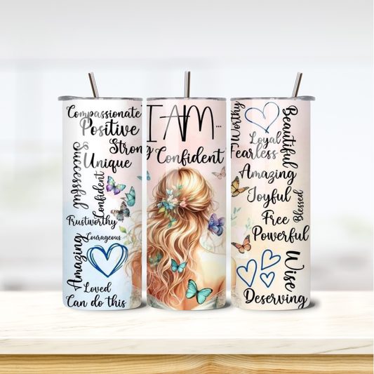 I Am 20oz skinny insulated tumbler