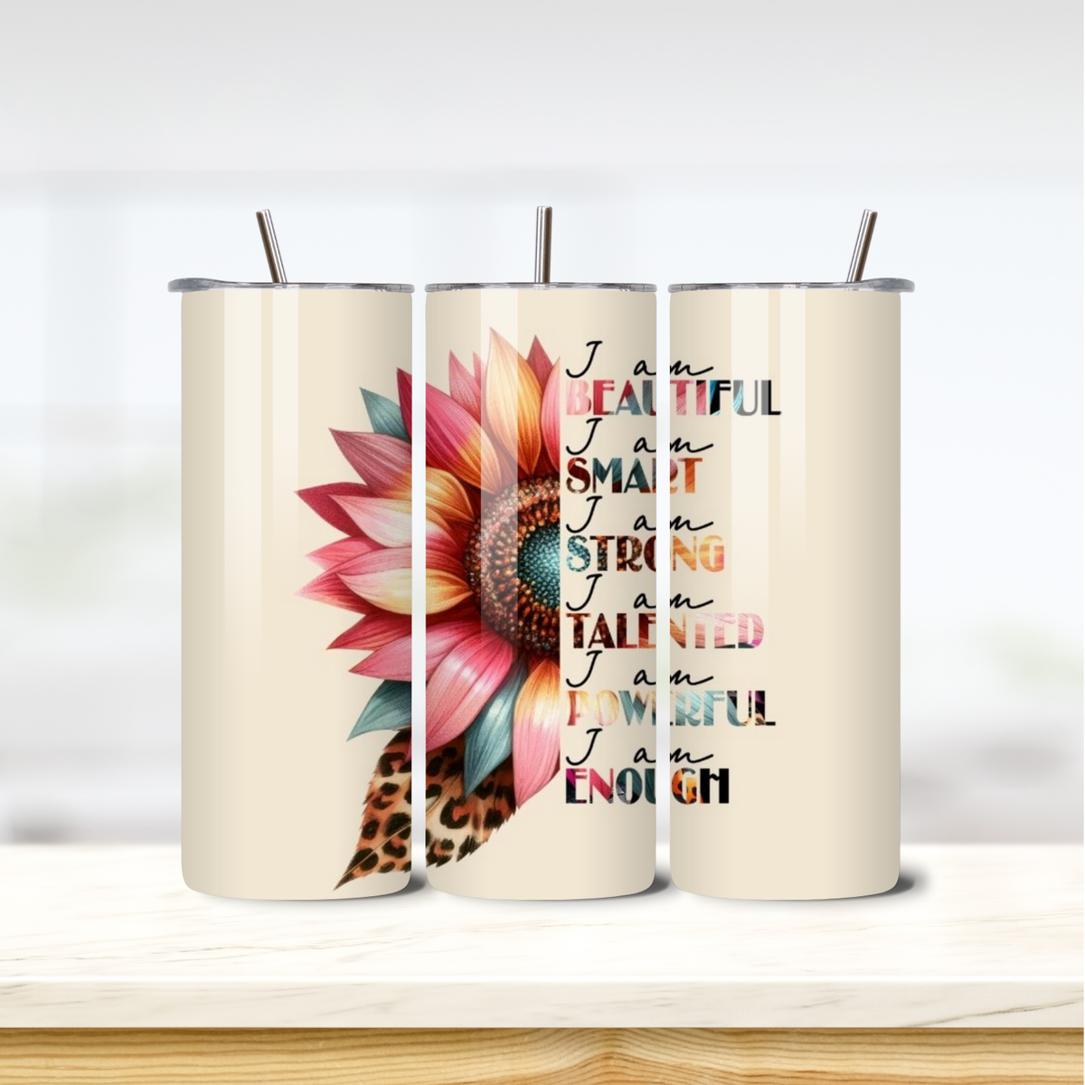 I Am Sunflower 20oz skinny insulated tumbler