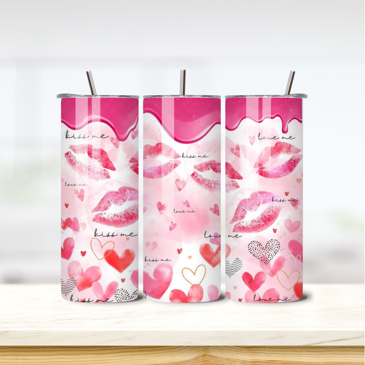 Kiss Me 20oz skinny insulated tumbler