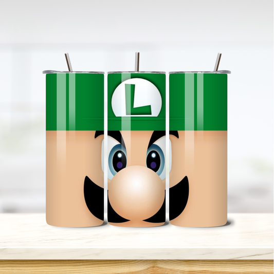 Luigi Face 20oz skinny insulated tumbler