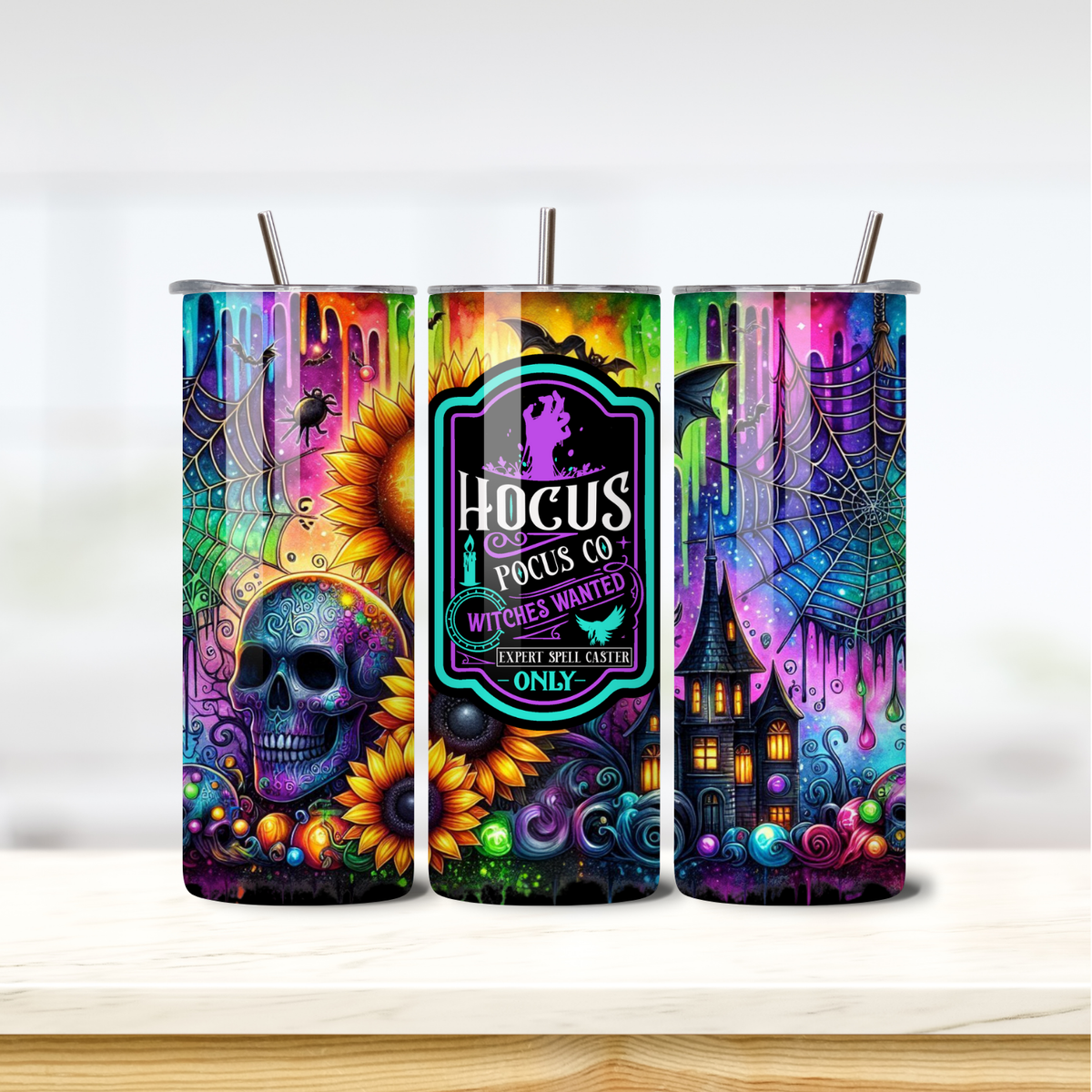 Neon Hocus Pocus 20oz skinny insulated tumbler