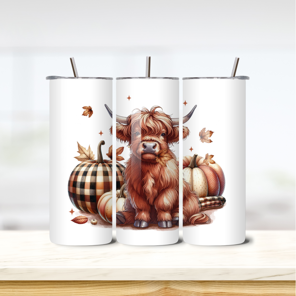 Plaid Cow 20oz skinny insulated tumbler