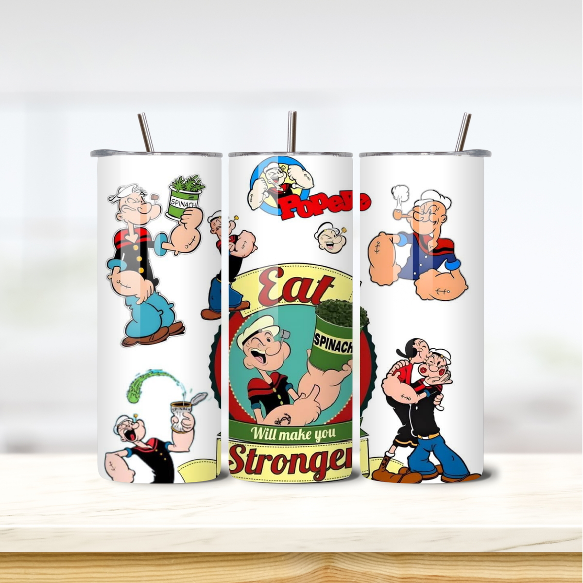 Popeye 20oz skinny insulated tumbler