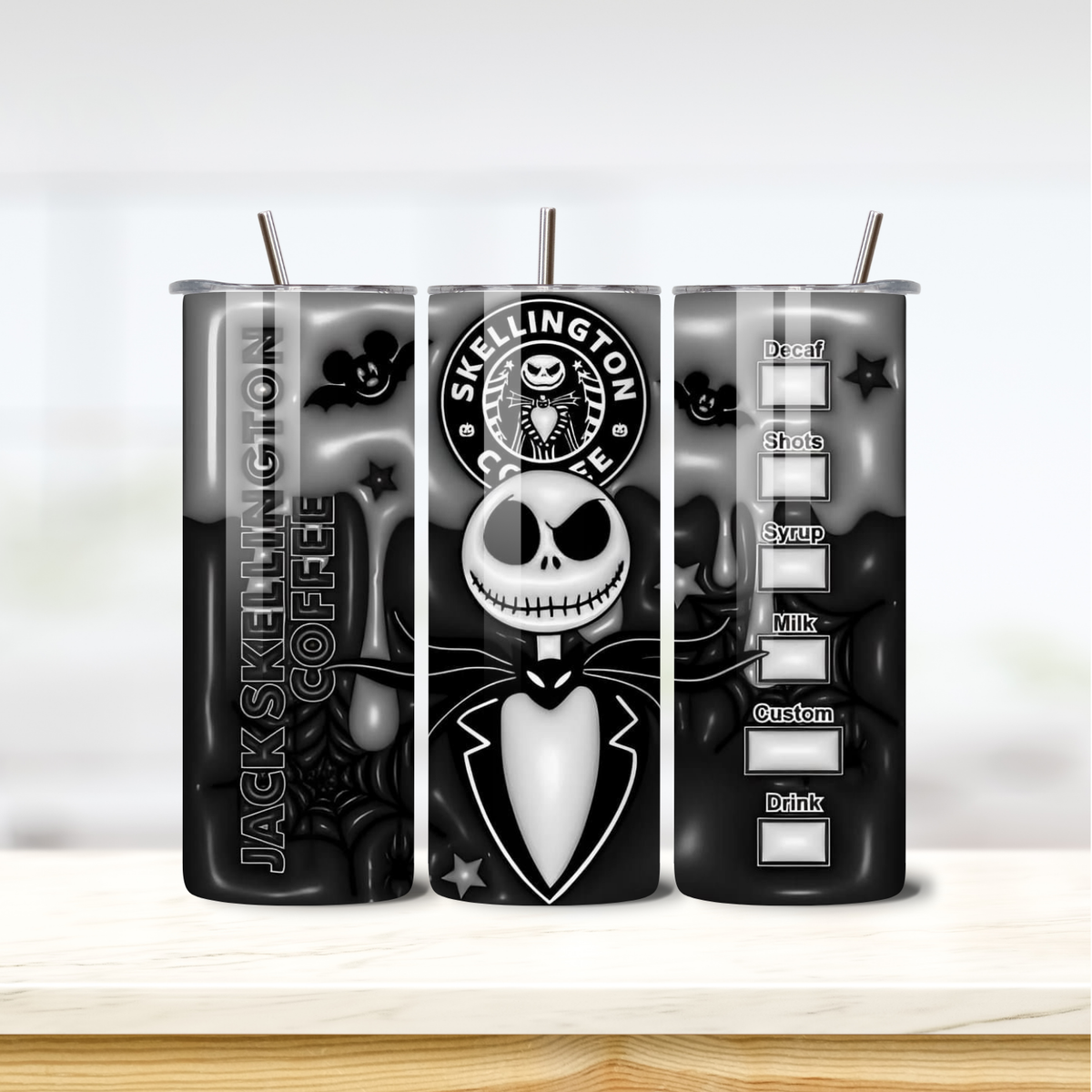 Skellington Coffee 20oz skinny insulated tumbler