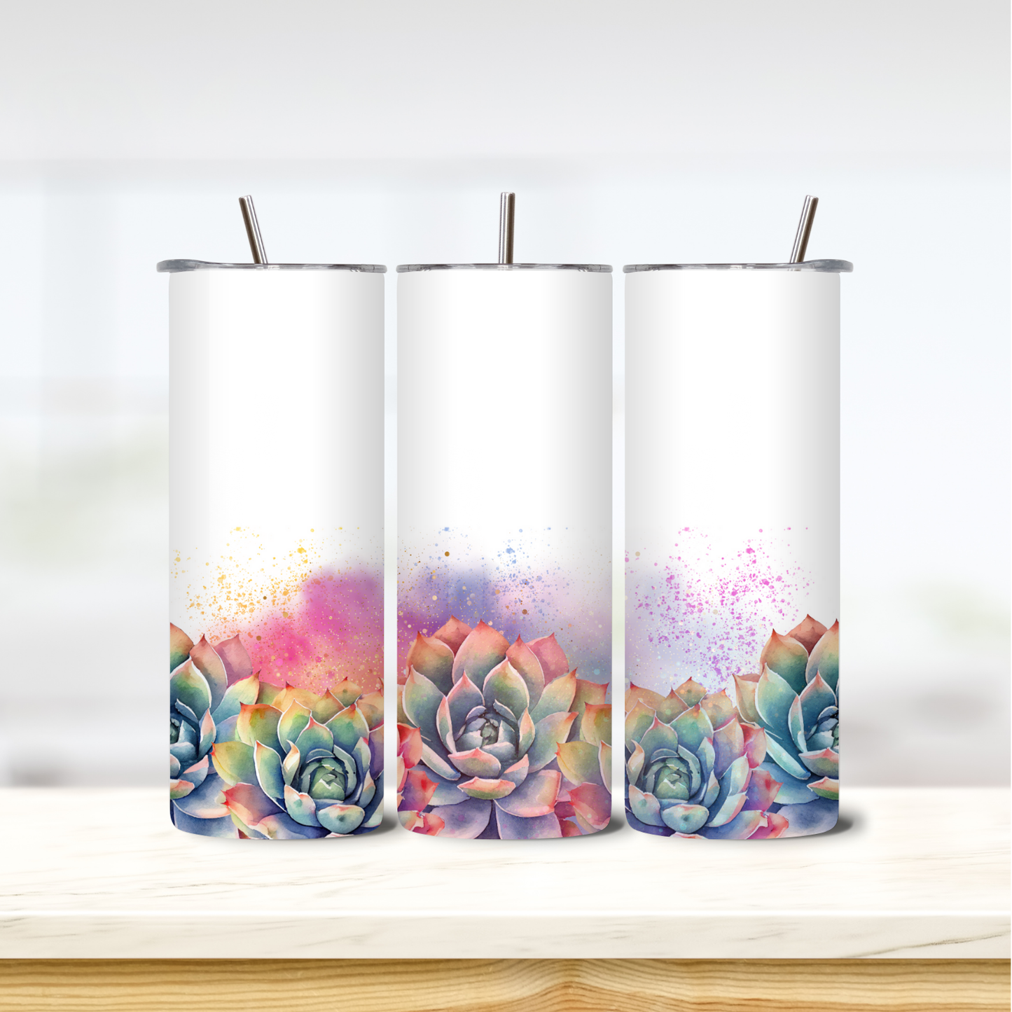 Succulents 20oz Skinny Tumbler