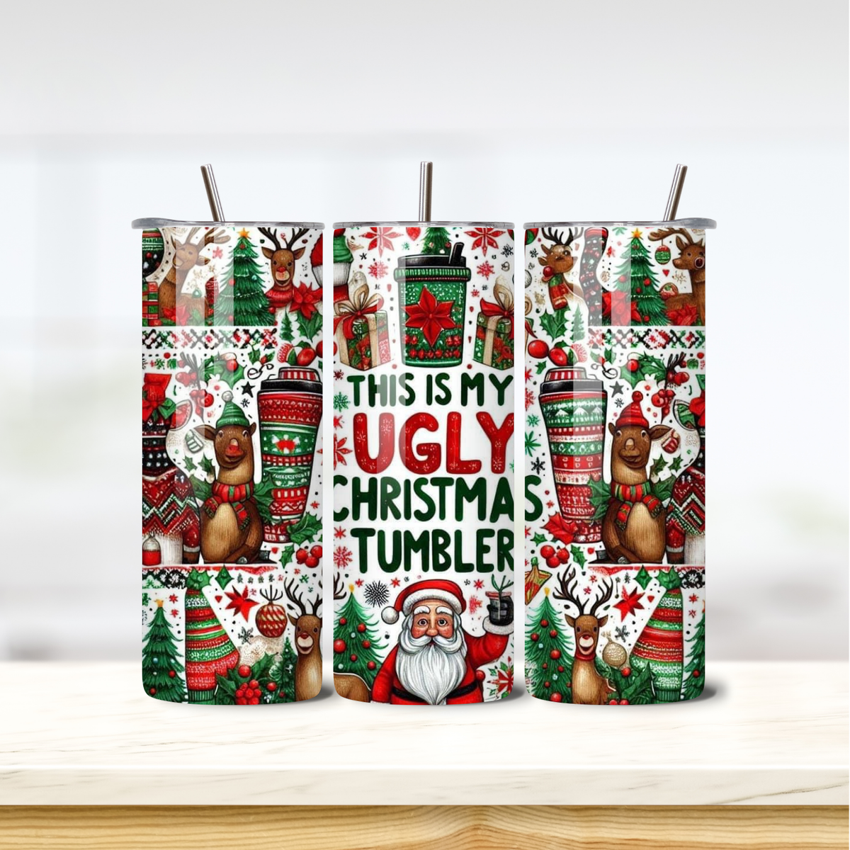 Ugly Christmas 20oz skinny insulated tumbler