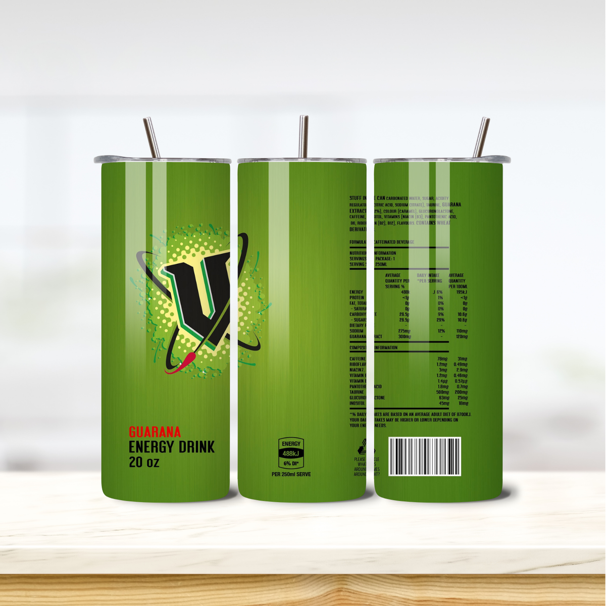 V Energy Drink 20oz skinny insulated tumbler