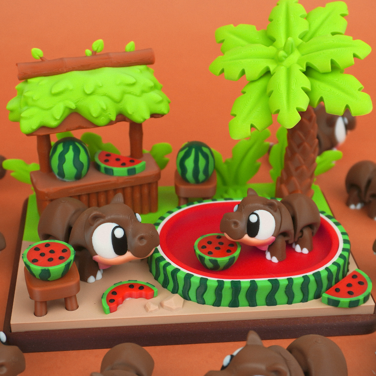 Watermelon Resort Playset, a 3D printed diorama for Pocket Pals