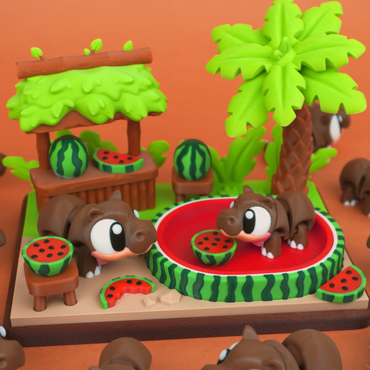Watermelon Resort Playset, a 3D printed diorama for Pocket Pals