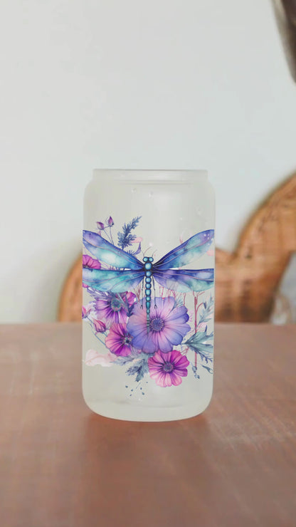 Watercolour Dragonflies Glass Tumbler