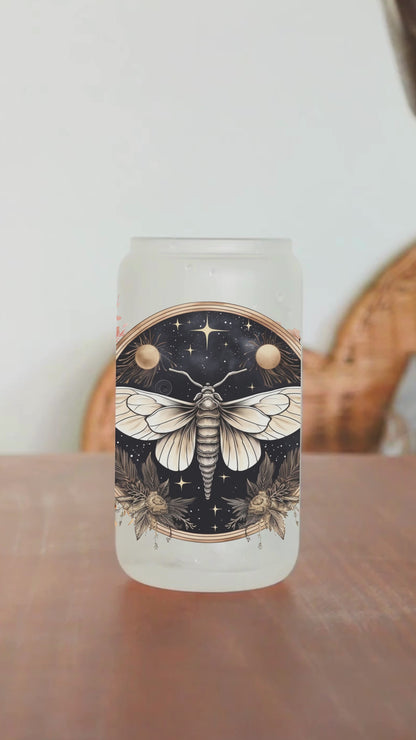 Celestial Moth Glass Tumbler