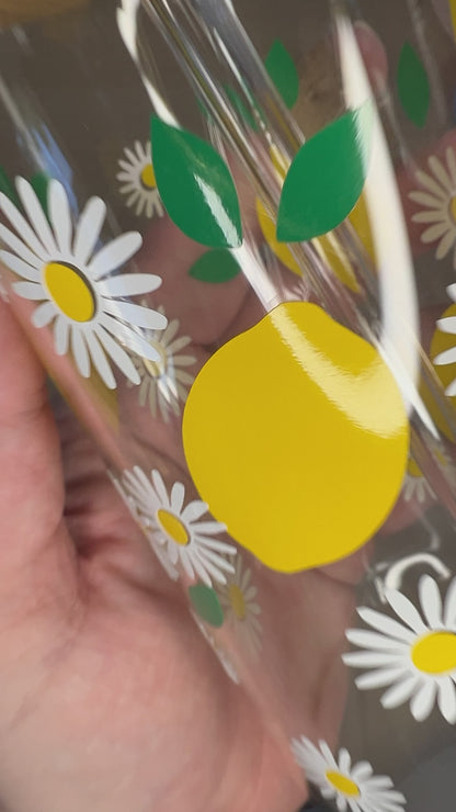 Lemon & Daisies Glass Tumbler